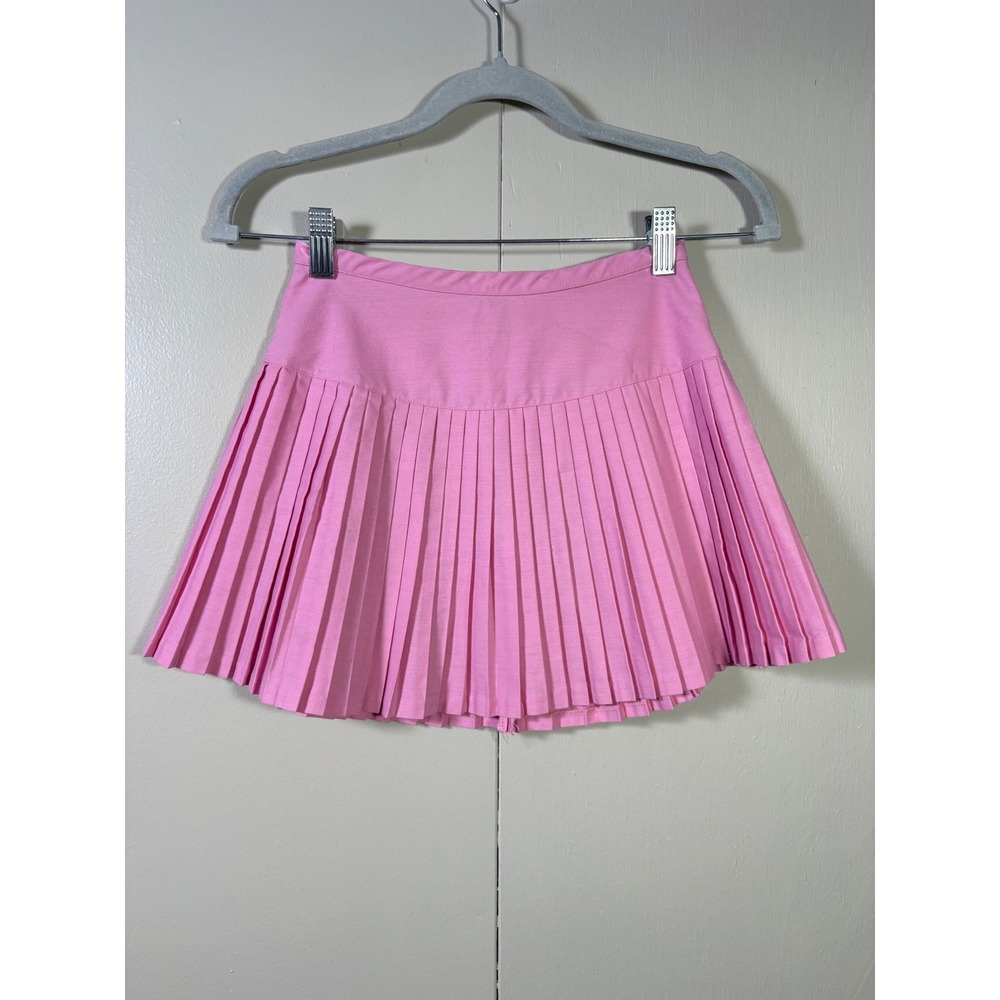 Handmade Pink Pleated Mini Skirt 24" Waist XXS Preppy Tennis Y2K Coquette
